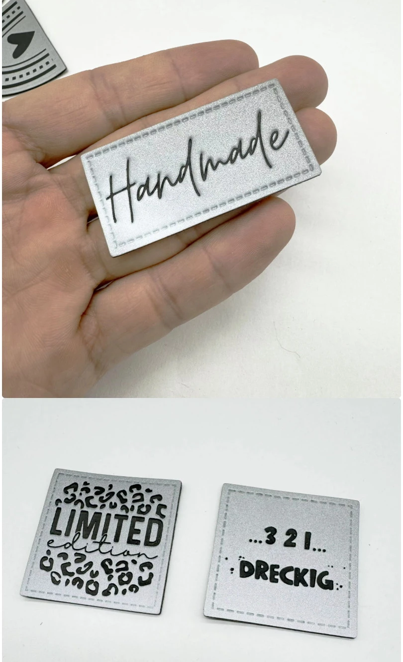 Wholesale reflective leather patches under logo embossing and surface quality inspection Wholesale reflective leather patches under logo embossing and surface quality inspection